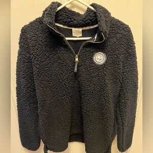 Ivory Ella Black sherpa fleece pullover top